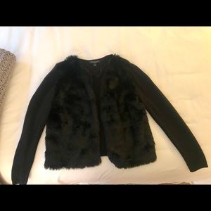 Black Faux Fur Cardigan